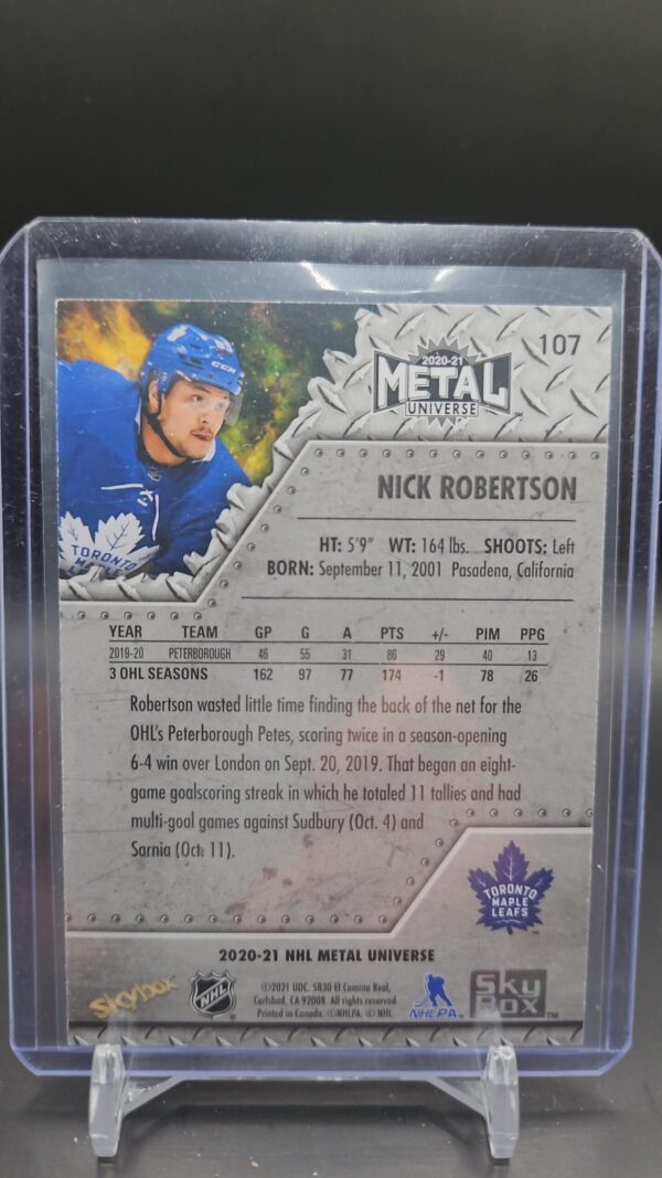 2020-21 Metal Universe Nick Robertson Rookie Card #107 - Image 2