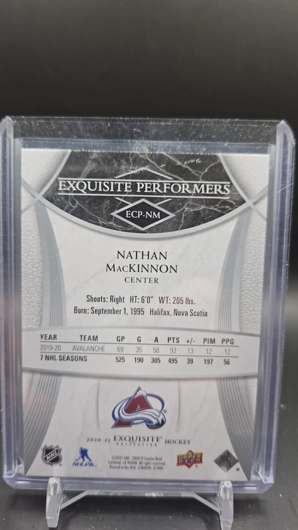 2020-21 Upper Deck Exquisite Nathan MacKinnon Performers Silver /199 - Image 2