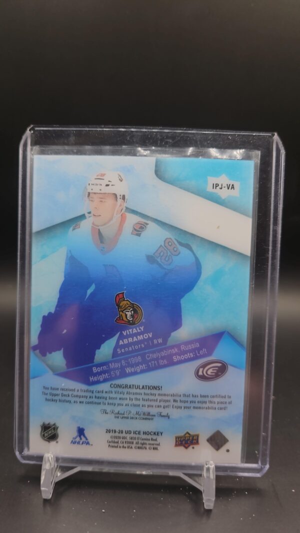 2019-20 Upper Deck Ice Hockey Ice Premieres #IPJ-VA Vitaly Abramov JERSEY - Image 2
