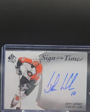 John LeClair 2021-22 Upper Deck SP Authentic Sign of the Times Auto Philadelphia Flyers hockey card