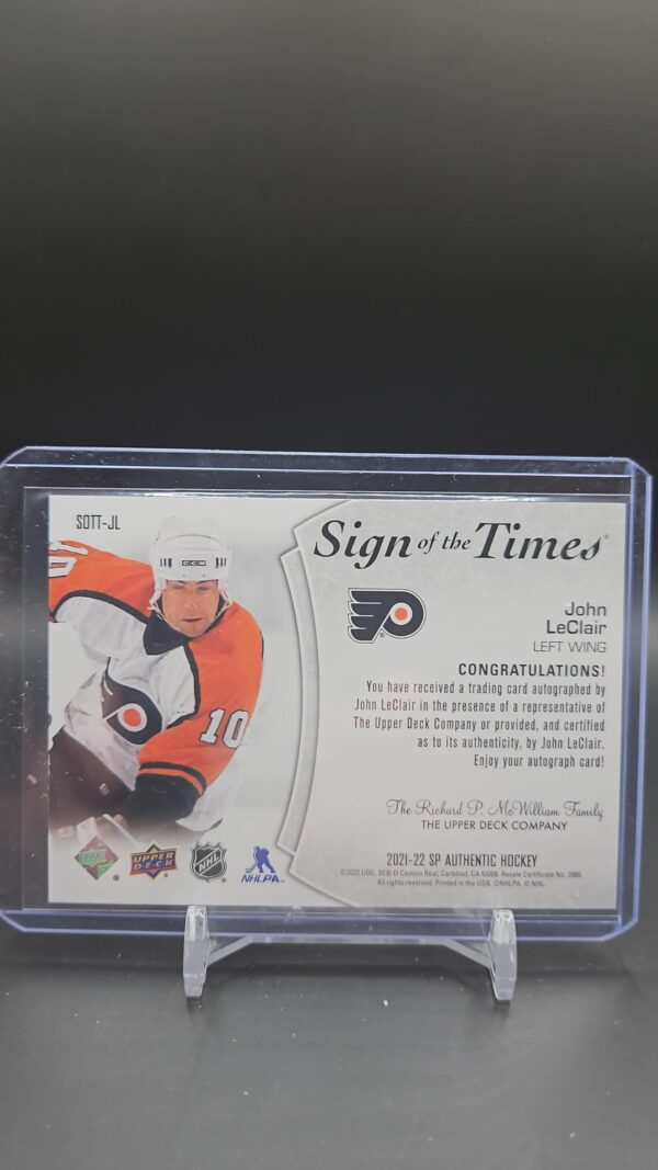 2021-22 Upper Deck SP Authentic John LeClair Sign Of The Times Auto - Image 2