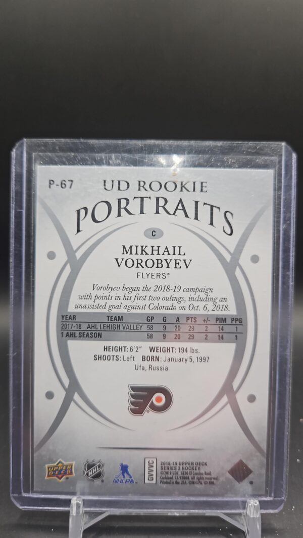 2018-19 Upper Deck UD Portraits Mikhail Vorobyev #P-67 - Image 2