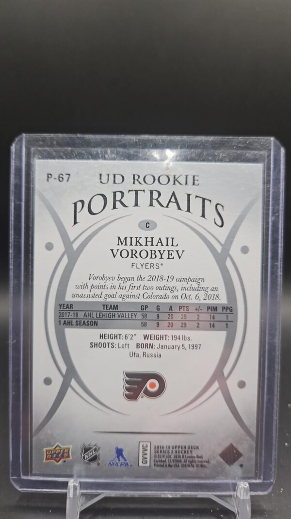 2018-19 Upper Deck UD Portraits Mikhail Vorobyev #P-67 - Image 2