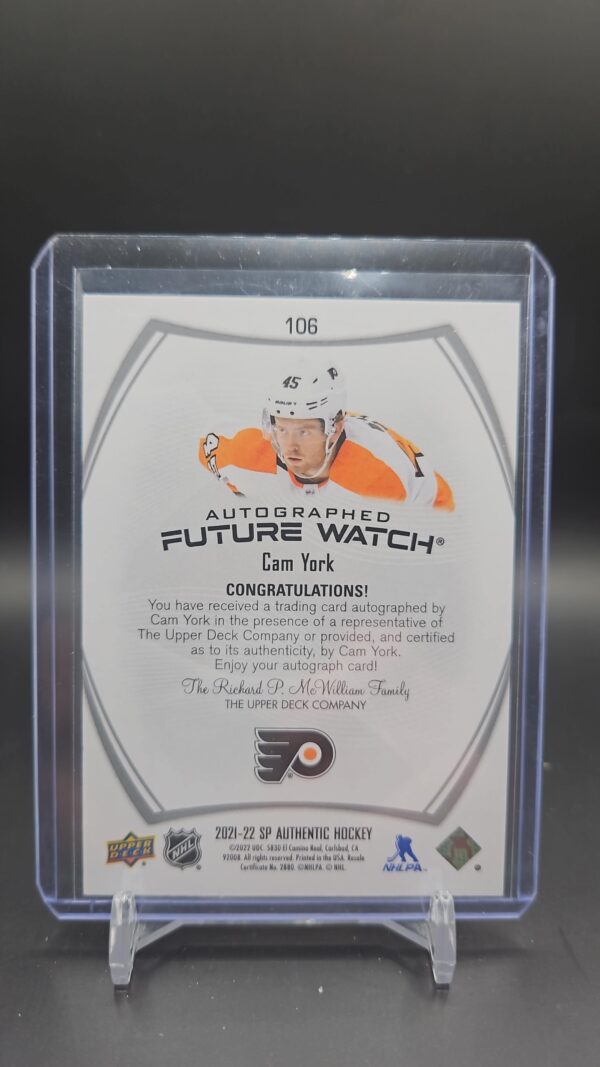 2021-22 SP Authentic Cam York Future Watch Rookie Auto  #106 /999 - Image 2