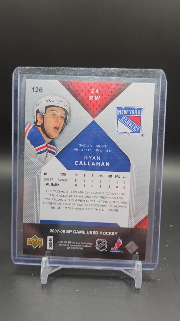 2007-08 SP Game Used Edition Authentic /999 Ryan Callahan #126 - Image 2