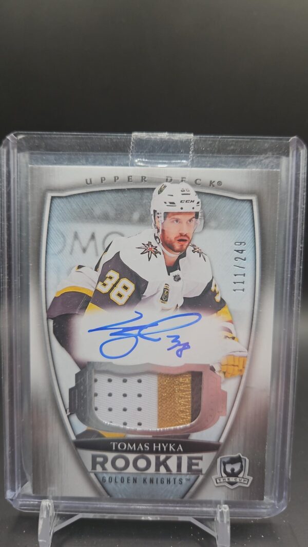 2018-19 The Cup Tomas Hyka Rookie Auto 3 Color Patch Golden Knights #/249