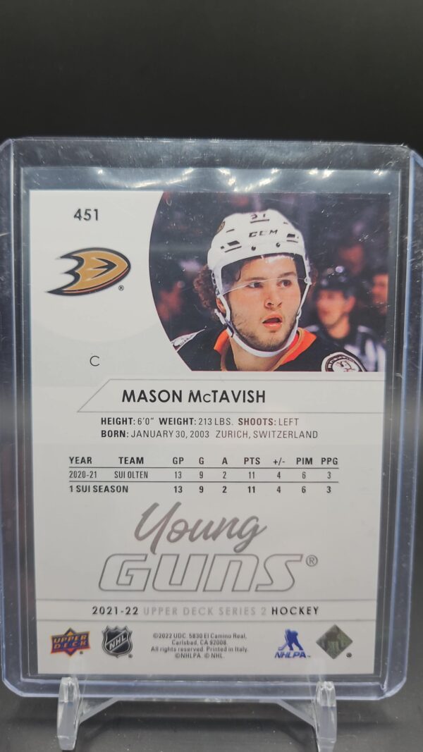 2021-22 Upper Deck Mason McTavish Young Guns #451 - Image 2