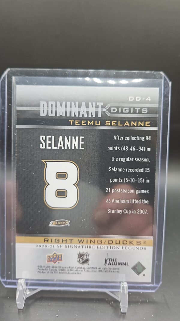 2020-21 UD SP Signature Legends Teemu Selanne Dominant Digits - Anaheim Ducks - Image 2