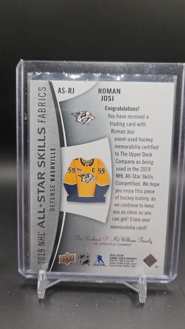 2019-20 Upper Deck SP Game Used 2019 All-Star Skills Fabrics Roman Josi #AS-RJ - Image 2