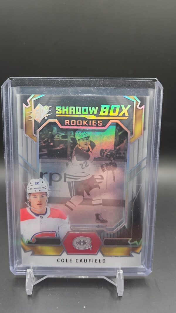 2021-22 SPx Shadow Box Rookies Cole Caufield #SB-1, front view, Montreal Canadiens