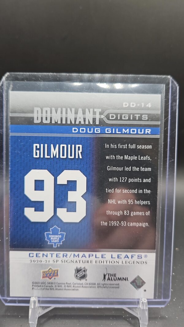 2020-21 SP Signature Legends Dominant Digits #DD14 Doug Gilmour - Image 2