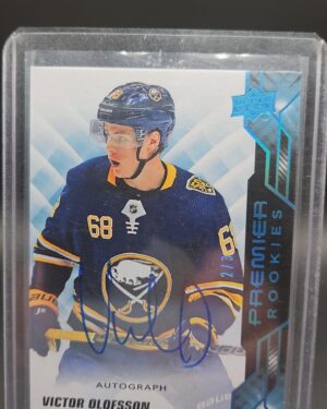 Victor Olofsson 2019-20 Upper Deck Premier Rookie Auto /3 Buffalo Sabres autograph card