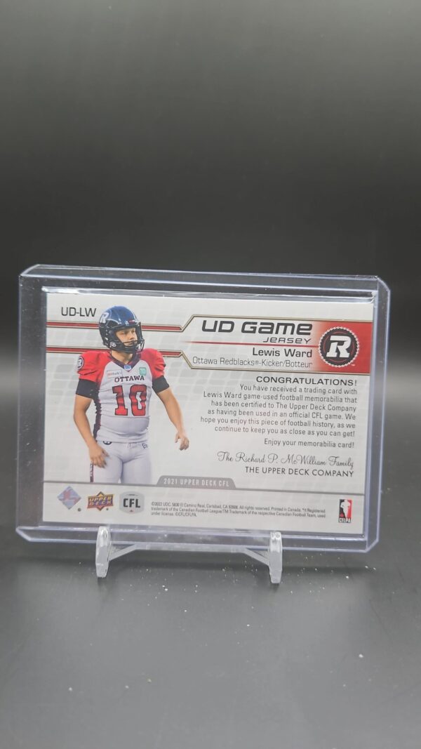 2021 Upper Deck CFL UD Game Jersey Lewis Ward #UD-LW - Image 2