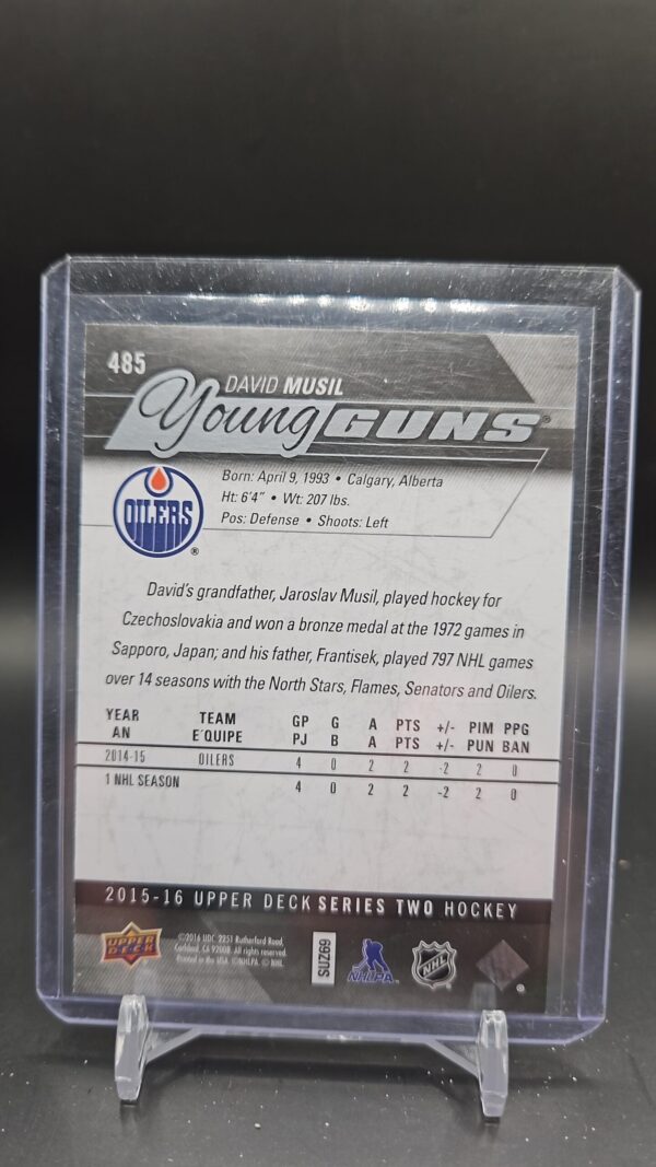 2015-16 Upper Deck Young Guns Rookie #485 David Musil Edmonton - Image 2