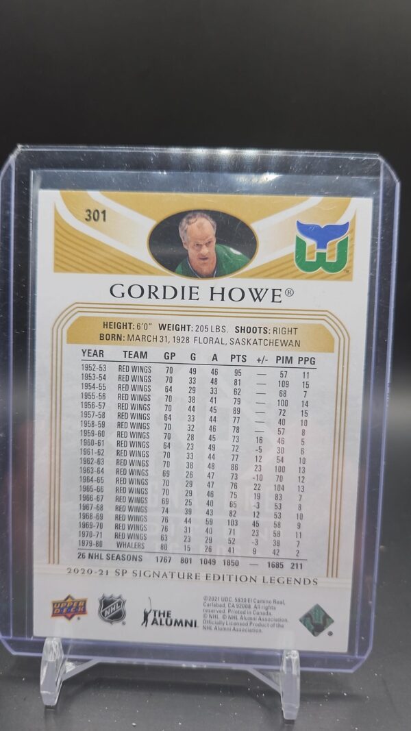 2020-21 Upper Deck SP Signature Legends GOLD Gordie Howe #301 Hartford Detroit - Image 2