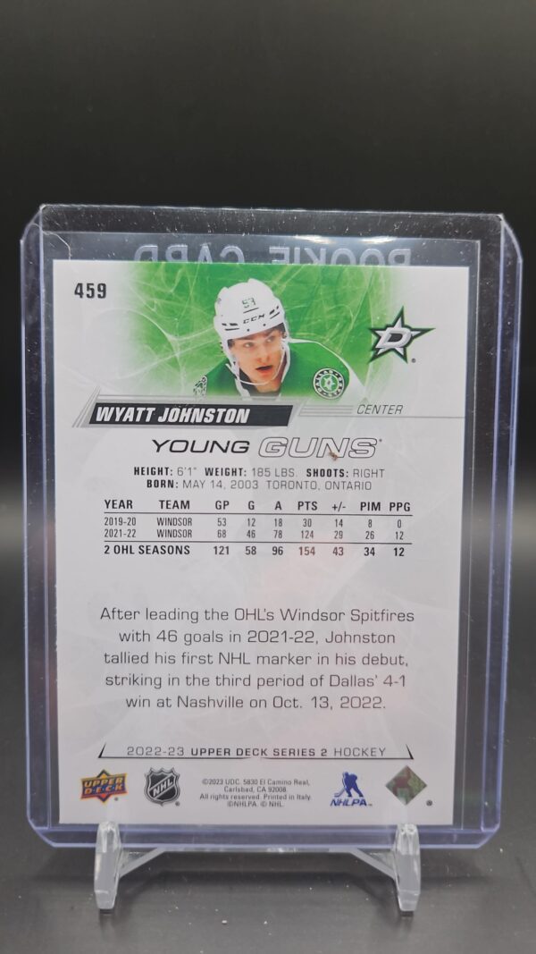 2022-23 Upper Deck Series 2 Young Guns #459 Wyatt Johnston - Image 2