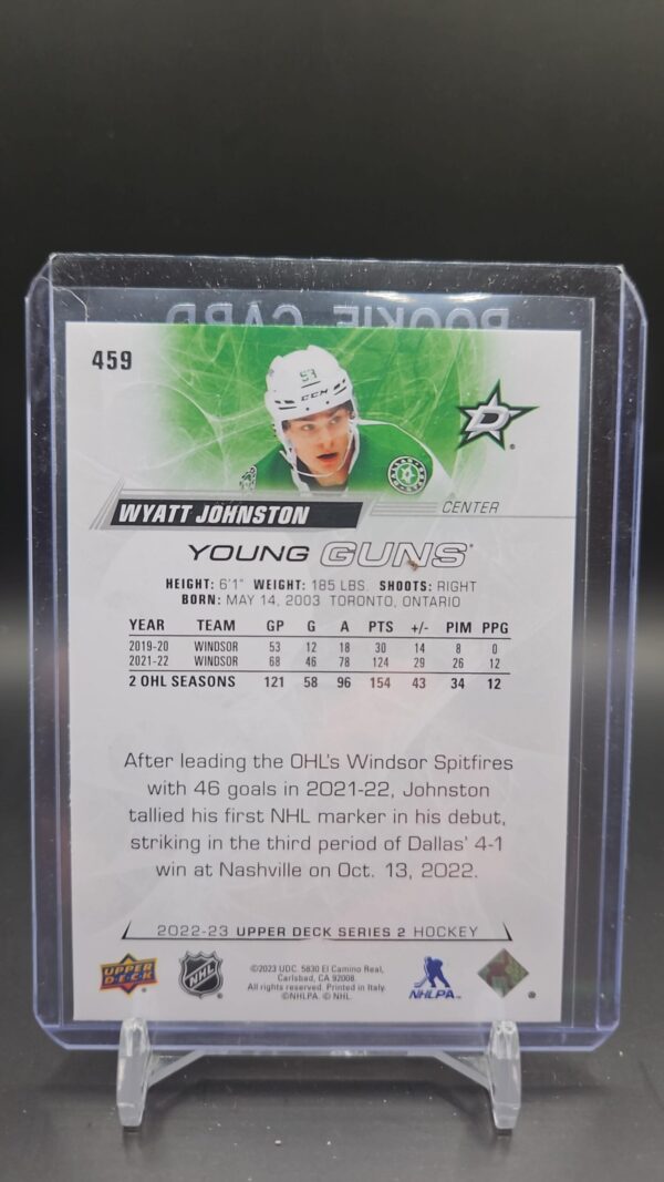 2022-23 Upper Deck Series 2 Young Guns #459 Wyatt Johnston - Image 2
