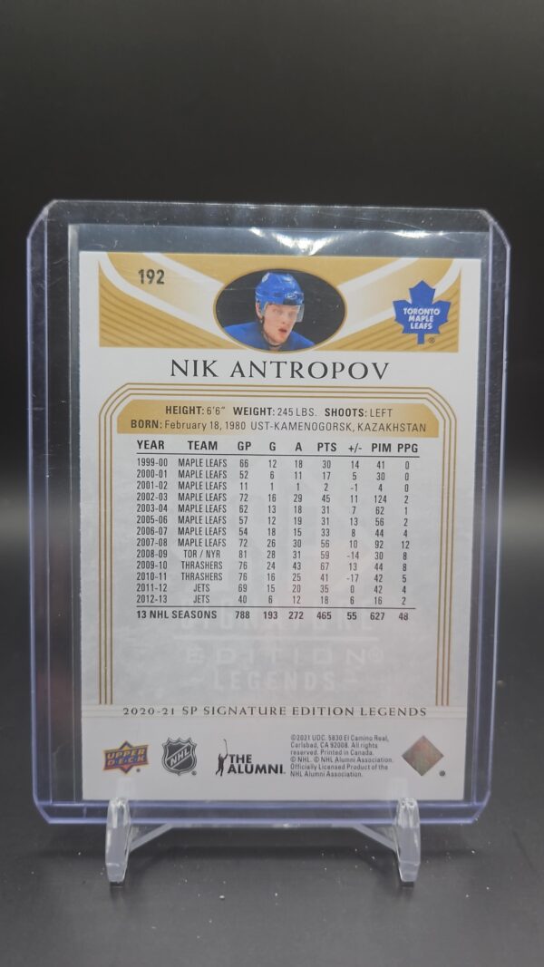 2020-21 Upper Deck SP Signature Legends Nik Antropov Gold #192 Maple Leafs - Image 2