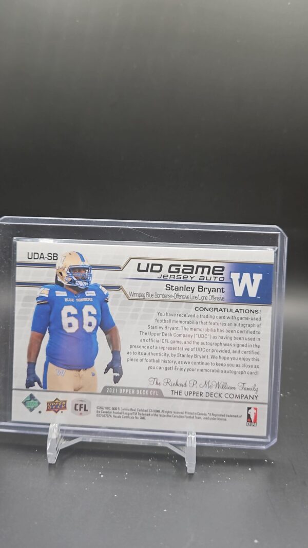 2021 Upper Deck CFL UD Game Jersey Auto Stanley Bryant #UDA-SB Auto - Image 2