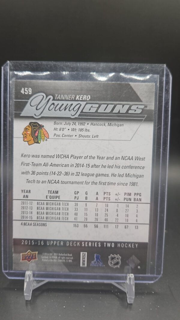 2015-16 Upper Deck Young Guns Tanner Kero Chicago Blackhawks #459 - Image 2