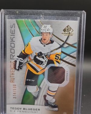 2019 SP Game Used Authentic Rookies Gold Jersey Relics Teddy Blueger Rookie /599 #109