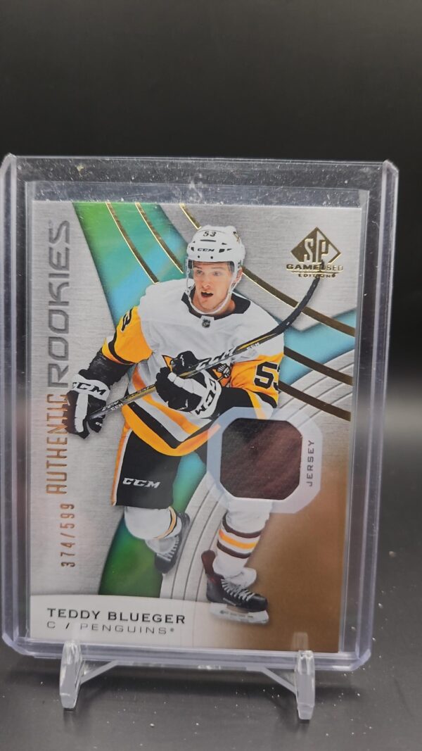 2019 SP Game Used Authentic Rookies Gold Jersey Relics Teddy Blueger Rookie /599 #109
