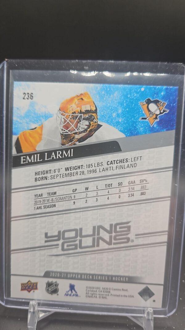 2020-21 Upper Deck Series 1 #236 Emil Larmi Young Guns - Image 2