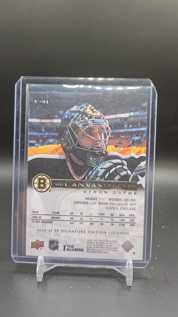 2020-21 SP Signature Legends Byron Dafoe UD Canvas Legends #C-31 Bruins - Image 2