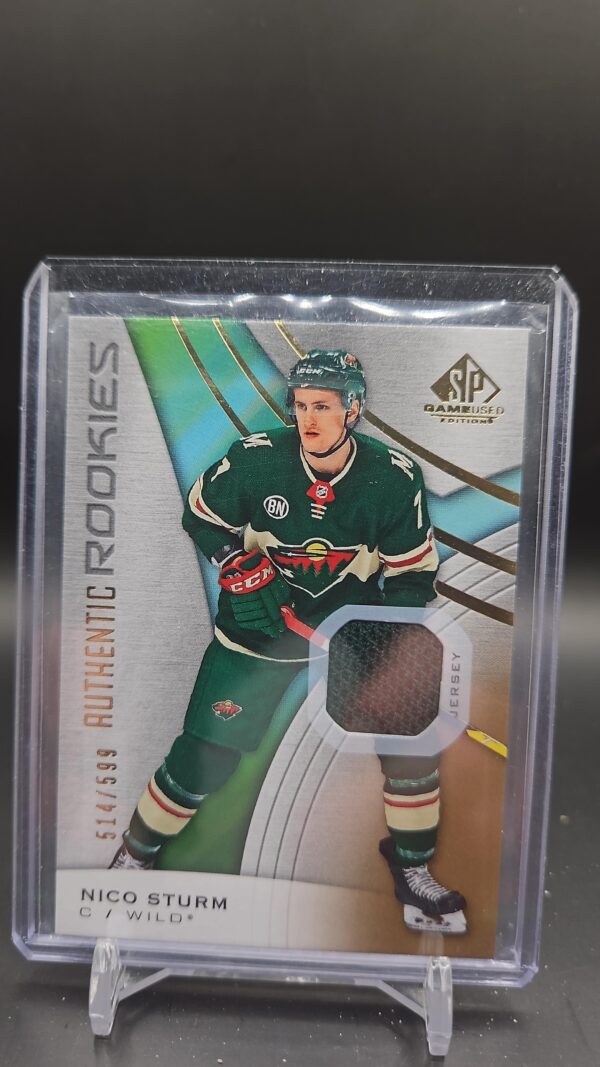 2019-20 SP Game Used Authentic Rookies Jersey #189 Nico Sturm RC #/599 Wild