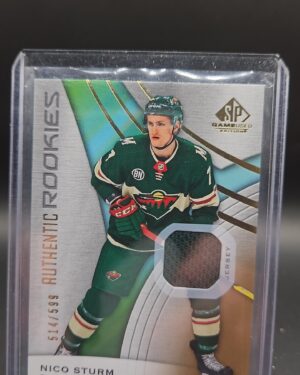 2019-20 SP Game Used Authentic Rookies Jersey #189 Nico Sturm RC #/599 Wild