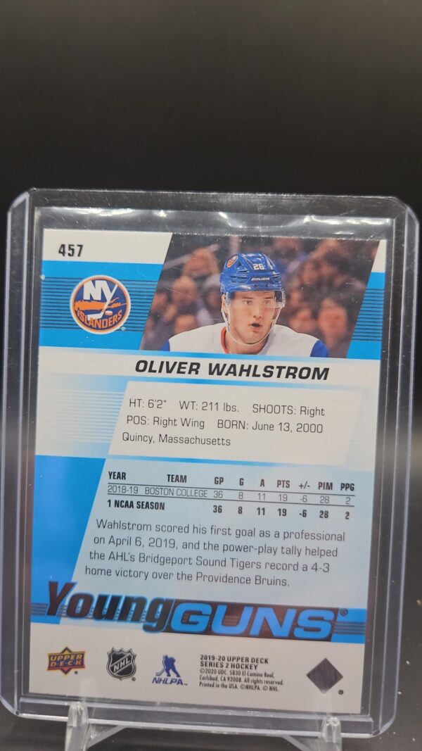 2019-20 Upper Deck Series 2 YOUNG GUNS #457 Oliver Wahlstrom Islanders - Image 2