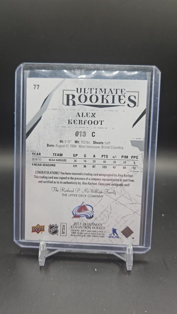 2017-18 Ultimate Collection Rookies /299 Alex Kerfoot #77 Rookie Auto - Image 2