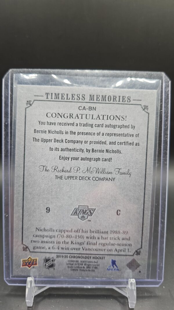 2019-20 Upper Deck Chronology Canvas Auto Bernie Nicholls #CA-BN Auto - Image 2