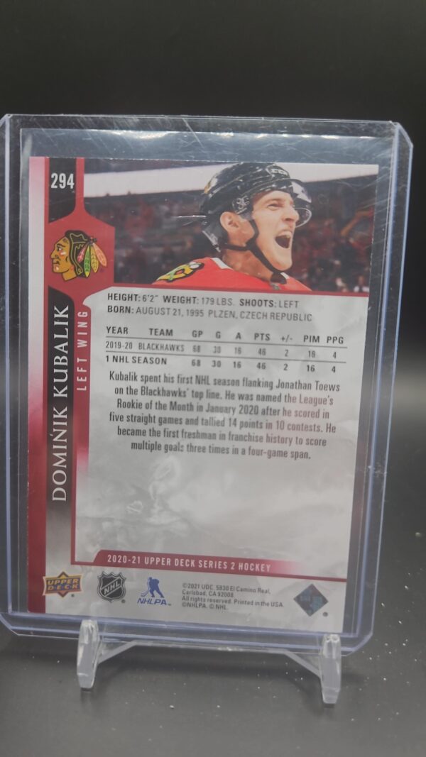 2020-21 Upper Deck UD Exclusives /100 Dominik Kubalik #294 - Image 2