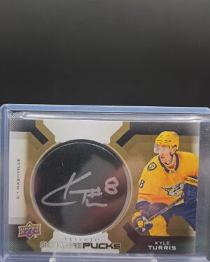 2019-20 Upper Deck Trilogy Signature Pucks Auto #SP-KT Kyle Turris, Nashville Predators, manufactured puck, mint