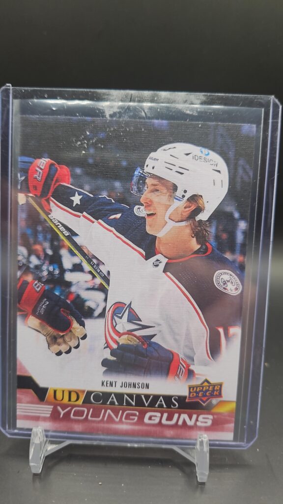 Kent Johnson 2022-23 Upper Deck UD Canvas Young Guns rookie insert card #C91 hockey card front