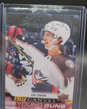 Kent Johnson 2022-23 Upper Deck UD Canvas Young Guns rookie insert card #C91 hockey card front