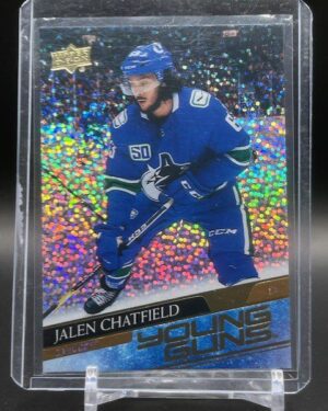 2020-21 Upper Deck Series 2 Young Guns Jalen Chatfield Speckled Rainbow Foil Rookie Card #452