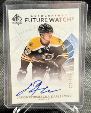 Jakob Forsbacka-Karlsson, SP Authentic, 2017-18, Future Watch Auto, #127, /999, Boston Bruins, autograph