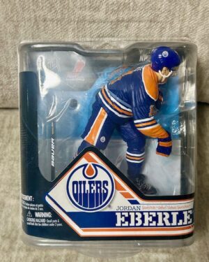 2013 McFarlane NHL Series 32 Jordan Eberle action figure in Edmonton Oilers jersey, factory-sealed in original packaging, a must-have collectible for hockey fans.