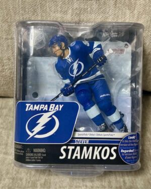 2011 McFarlane NHL Series 29 Steven Stamkos action figure in Tampa Bay Lightning jersey, factory-sealed in original packaging, a must-have collectible for hockey fans.