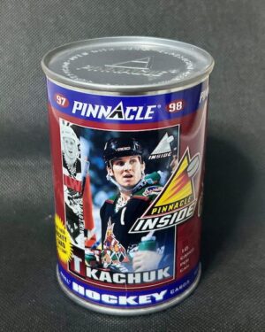 1997-98 Pinnacle Canned Hockey Cards, Tkachuk, sealed print, vintage hockey tin, collectible