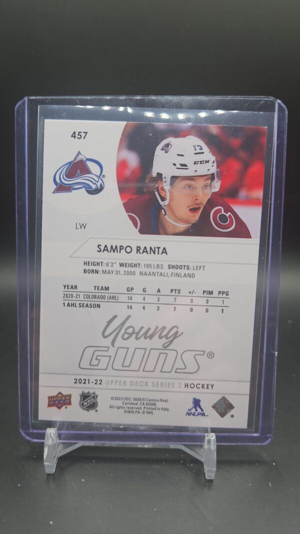 2021/22 UD SERIES 2 SAMPO RANTA YOUNG GUNS ROOKIE #457 - Image 2