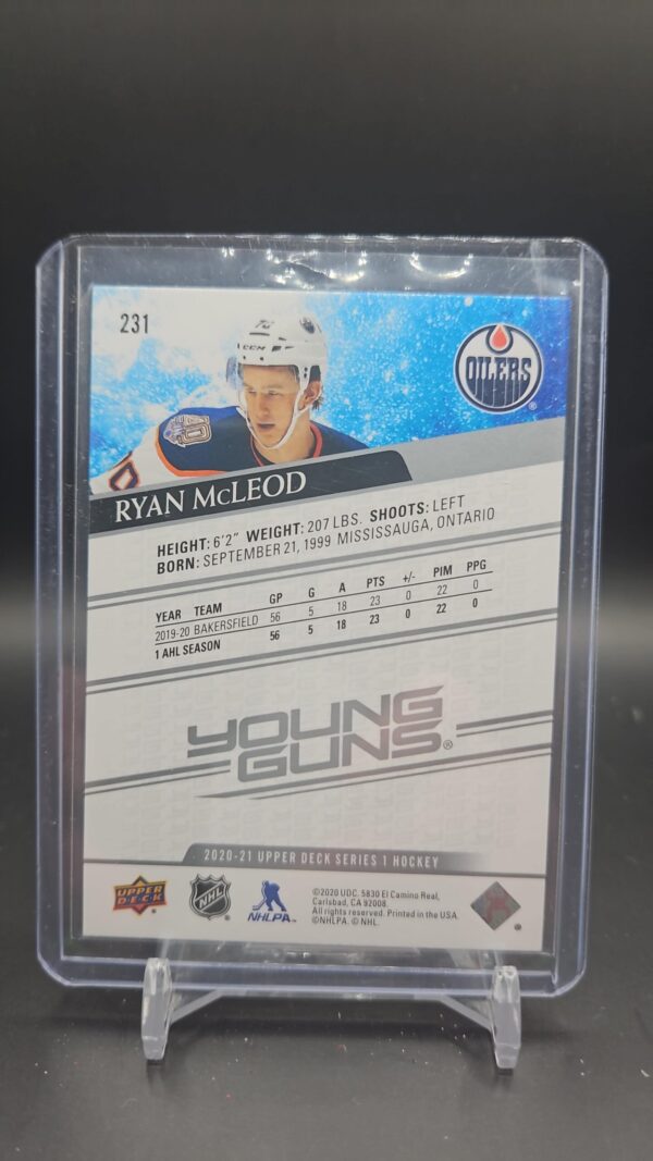 2020-21 Upper Deck Young Guns Hockey #231 Ryan McLeod Rookie - Image 2