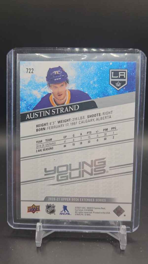 2020-21 Upper Deck Young Guns #722 Austin Strand - Los Angeles Kings Rookie RC - Image 2