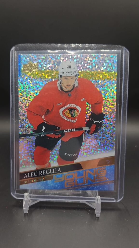 Alec Regula Upper Deck Series 2 Young Guns Speckled Rainbow Foil 2020-21 rookie card #478