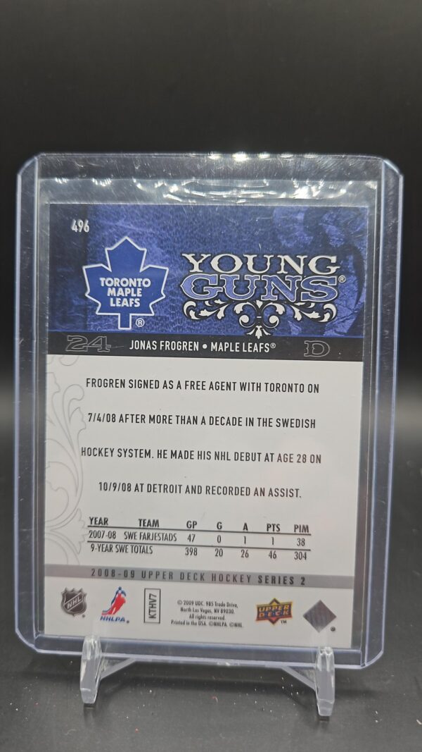 2008-09 Upper Deck Young Guns Jonas Frogren Toronto Maple#496 - Image 2