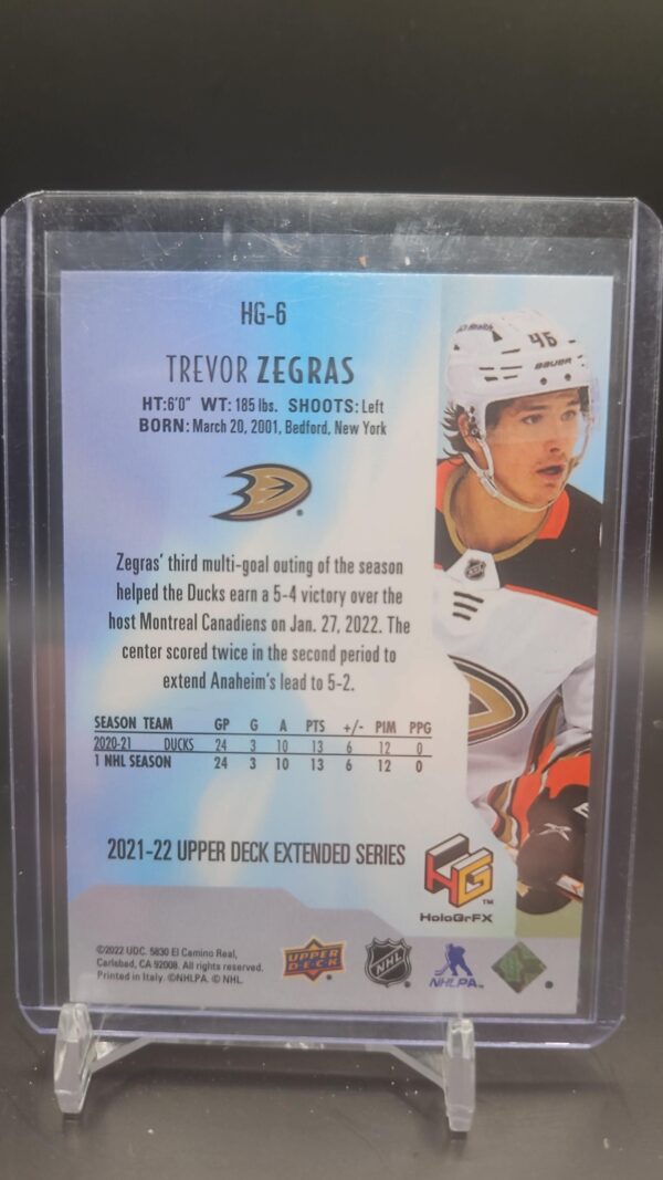 2021-22 UPPER DECK HoloGrFX GOLD ROOKIE HG-6 TREVOR ZEGRAS RC - Image 2