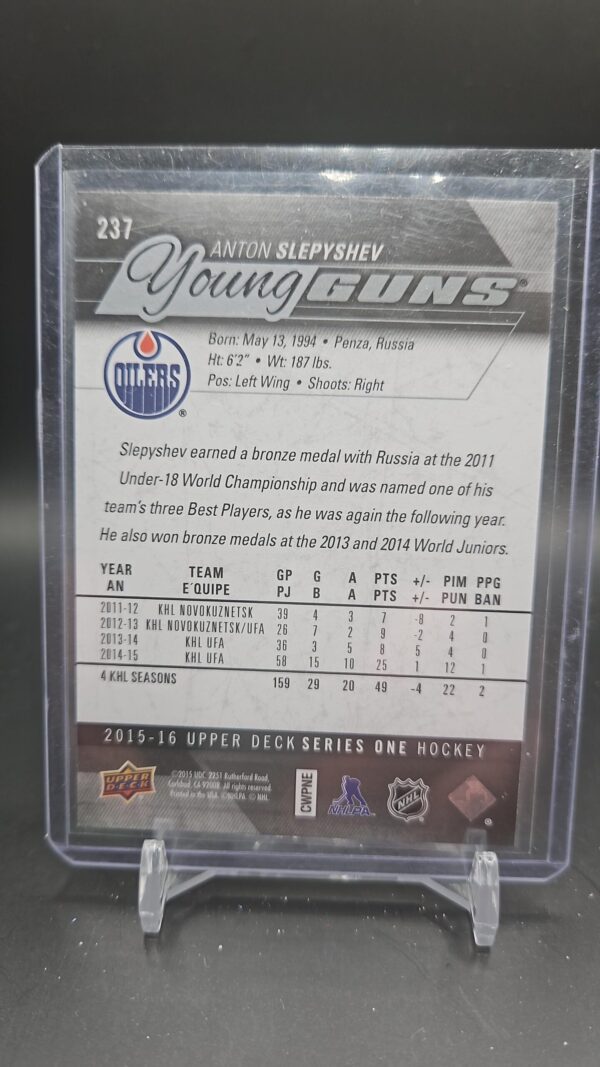 2015-16 Upper Deck Young Guns #237 Anton Slepyshev Edmonton - Image 2