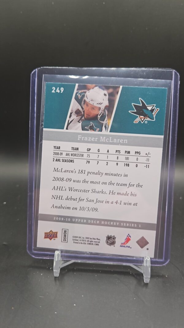 2009-10 Upper Deck Young Guns #249 Frazer McLaren San Jose Sharks - Image 2
